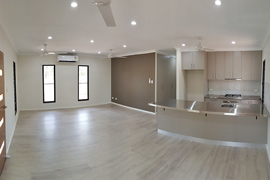 Modern kitchen and open living area